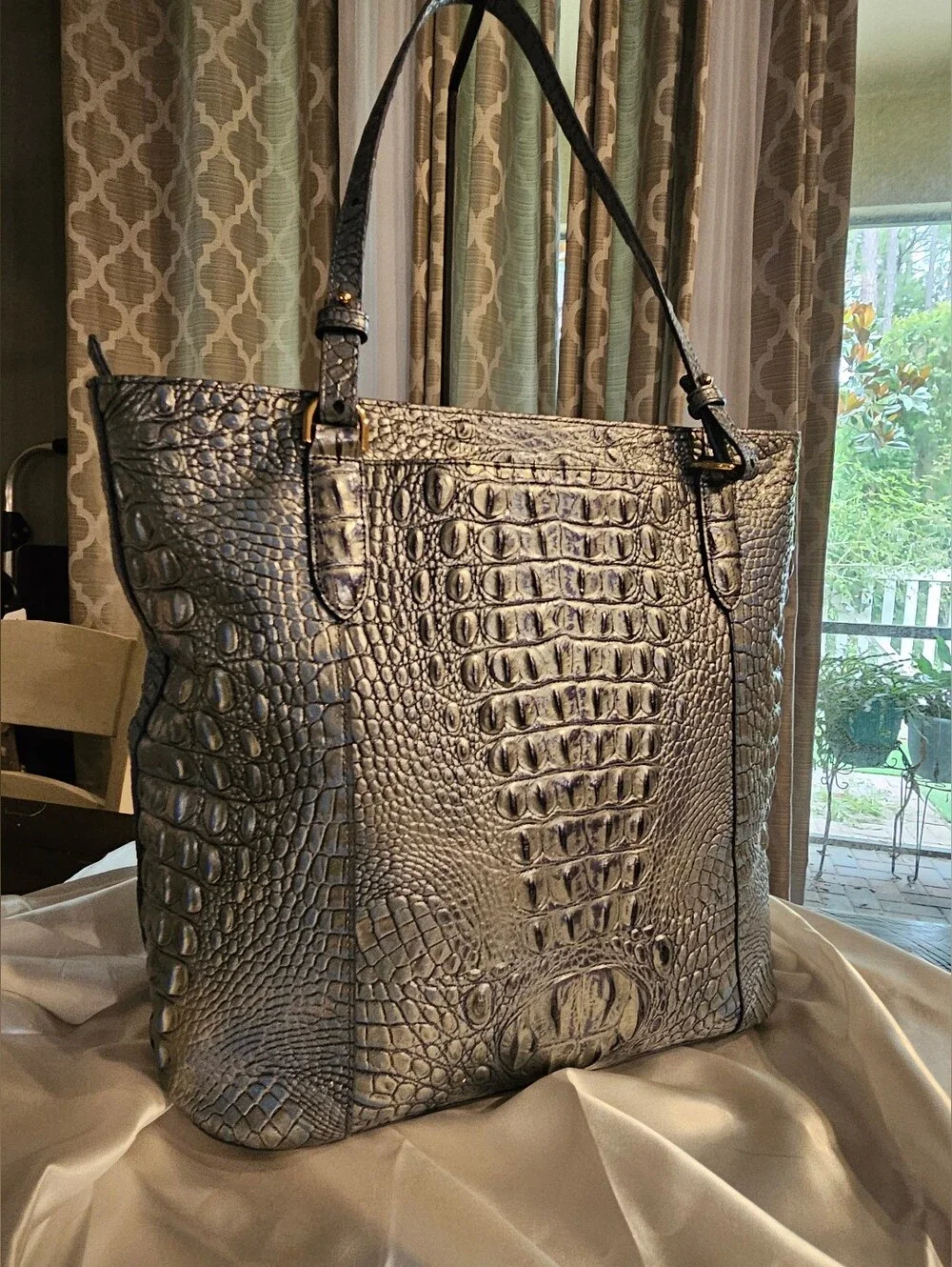 Brahmin Large Abigail Tote & Matching Slim Card Wallet Serenity Ombre Melbourne - Picture 4 of 13